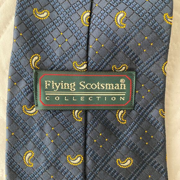Flying Scotsman Collection Silk Tie Blue Paisley - Picture 3 of 3